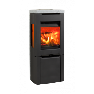 F 263 S Varmelagrende klebersteinsovn med store sideglass